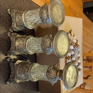 Antique-Style Silver Candle Holders